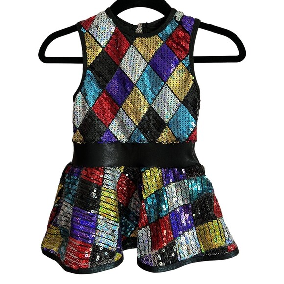 Curtain Call Kaleidoscope Jazz, Tap, Dance Costume Child's CME 7/8 Sequin Peplum - Picture 3 of 10